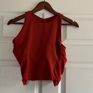 Women’s Red Sleeveless Ruffled crop Top